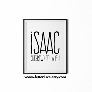 Isaac Baby Name Meaning Art - Black frame - LetterLuxe Printables - Watermark